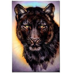 "Black Phase Leopard" Limited Edition Giclee on Canvas by Martin Katon, Numbered and Hand Signed wit