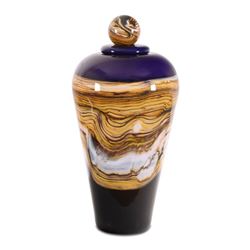 "Large Amethyst Covered Jar with Marble Finial" Hand Blown Glass Sculpture, Hand Signed by GartnerBl