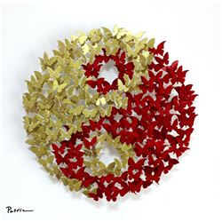 Patricia Govezensky- Original 3D Metal Art on Wood "Yin and Yang"