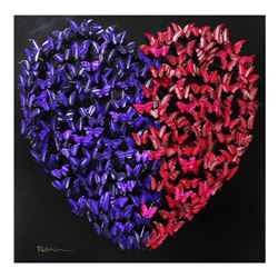Patricia Govezensky- Original 3D Metal Art on Wood "Heart"