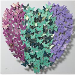 Patricia Govezensky- Original 3D Metal Art on Wood "Heart"