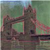 Image 2 : Steve Kaufman (1960-2010) "London Bridge" One of a kind Hand Painted Silkscreen on Canvas Numbered 1