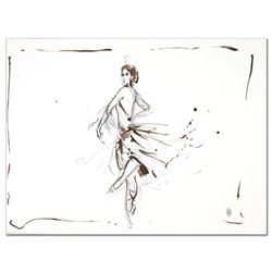 Marta Wiley, "Ballerina Sketch" Original Ink Sketch, Hand Signed and Thumb Printed with Certificate 