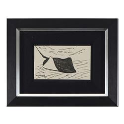 Wyland,  Stingray  Framed Original Sketch, Hand Signed with Certificate of Authenticity.