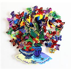 Patricia Govezensky- Original Painting on Cutout Steel "Colorful Nature I"