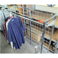 Stationary Metal Single Pole Clothing Display Rack w/ Wire Back