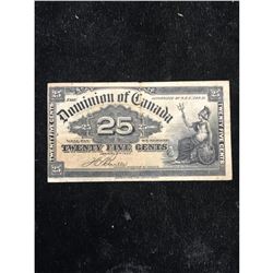 1900 DOMINION OF CANADA 25 CENT NOTE.SHINPLASTER. BOVILLE