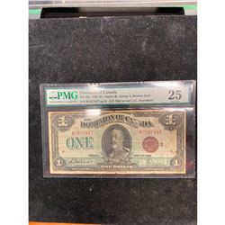 1923 DOMINION OF CANADA $1 NOTE..PMG GRADED VF-25