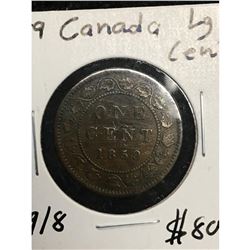 1859 W9/8 CANADA LARGE CENT.NICE VARIETY