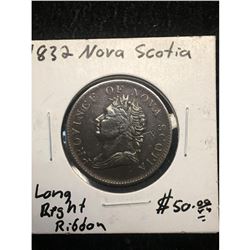 1832 NOVA SCOTIA HALFPENNY TOKEN.