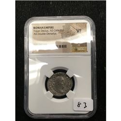 ANCIENT ROME..TRAJAN DECIUS..249-251 AD..AR DOUBLE DENARIUS..NGC GRADED VF