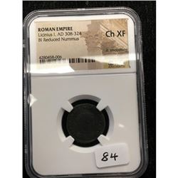 ANCIENT ROME..LICINIUS I..308-324 AD..AE REDUCED NUMMUS..NGC GRADED CH XF