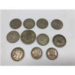 Lot Of 11 Assorted Foreign Coins