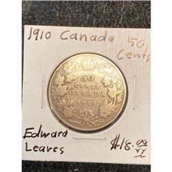 1910 CANADA 50 CENTS.EDWARD LEAVES
