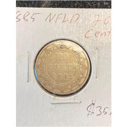 1885 NEWFOUNDLAND 20 CENTS.