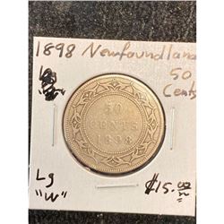 1898 NEWFOUNDLAND 50 CENTS.LG (W)