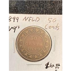 1899 NEWFOUNDLAND 50 CENTS.NARROW 9,s
