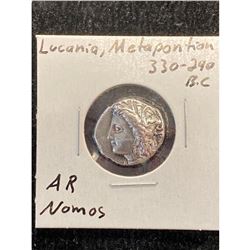 ANCIENT LUCANIA,METAPONTION.330-290 B.C.AR NOMOS