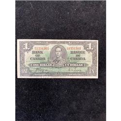 1937 BANK OF CANADA $1 NOTE.COYNE/TOWERS