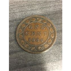 1886 EF40 Canadian One Cent Coin
