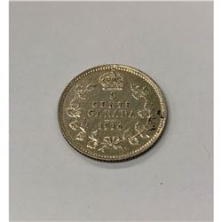 1914 Canadian Grade EF 5 Cent Coin