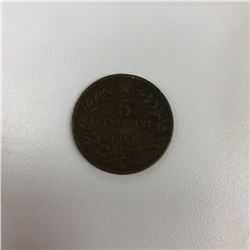 1861 Vittorio Emanuele II Italian 5 Centesimi
