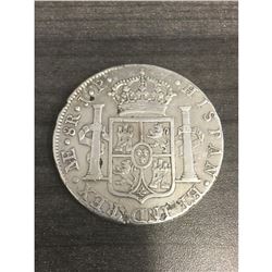 Peru Un Sol, 1872, 90% Silver 1 Sol, Rare Lg Crown Coin