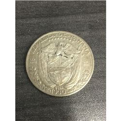 1930 Panama 1/4 Quatre Silver Balboa Coin