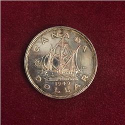 1949 Canadian $1 Silver Dollar 80% Silver