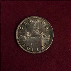 1951 Canadian $1 Silver Dollar 80% Silver
