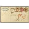 1867 3 sgr. pale brown stationery envelope from Hamburg to Paris, up-rated with rouletted 1861-65 6 