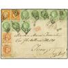Image 1 : 1870 FRONTAL circulado de BUENOS AIRES a ITALIA con sellos Argentinos de 5 cts. (2) y sellos frances