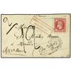 Image 1 : 1872 French Maritime Mail, envelope to FRANCE bearing French Napoleon 80 cent red (Yvert 32) tied by