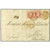 Image 1 : 1867 Envelope to FRANCE bearing Arms 15 Kr bistre mixed with Franz Joseph 5 Kr red (2) (Yvert 31, 34