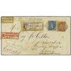 Image 1 : 1899 Registered envelope to Sidney, Australia, franked rouletted 5c. + 25c. Colon tied by Concepcion
