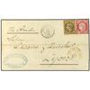 Image 1 : 1876 (French PO in Shanghai). Cover to Lyon franked by France Laureated 30 c. brown and Ceres thick 