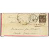 Image 1 : 1897 Red Band envelope to FRANCE cancelled by boxed PAID handstamp with adjacent Peking dollar chop 