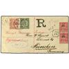 Image 1 : 1900 Registered combination cover to Munich franked by China CIP 10 c. green and 30 c. claret tied b