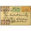 Image 1 : 1900 Combination card to Germany franked by China CIP two pairs of ½ c. brown and pair of 1 c. orang