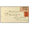 Image 1 : 1899 Envelope to Lyon, France, franked Chinese 5c(2) cancelled bars + QV 10c. tied by Shanghai date 