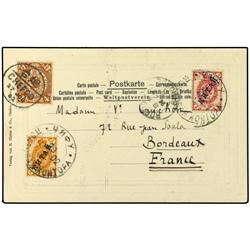 1902 Picture postcard to BORDEUX, France, franked 4c. ´Dragon´ tied by CHEFOO date stamp. On reverse