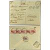 Image 1 : 1903 Registered envelope to TURIN, Italy, franked overprinted 5k + strip of five 3k tied by PEKING d