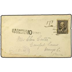 1889 (April 13) Cover from Shanghai to USA franked by 1882 Garfield 5 c. brown tied by black, underp