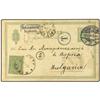 Image 1 : 1906 Danish postal stationary card 5 ore green cancelled by KJOBENHAVEN datestamp, addressed to BULG
