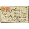 Image 1 : 1868 Mixed issue envelope to FRANCE bearing Egypt 1 pi red (SG 14) tied by POSTE VICE-REALI EGIZIANE