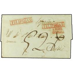 1843 Pre-stamp envelope written from MALTA and forwarded via Gibraltar with hand-struck GIB. S. ROQU