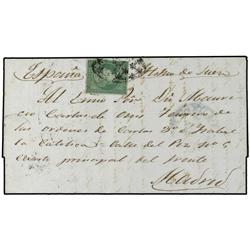 1858 (Jan 7) Entire letter from MANILA to Madrid via Suez and Gibraltar, franked by Colonial 1 real 