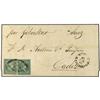 Image 1 : 1863 (June 22) Entire letter from MANILA to Cadiz via Suez and Gibraltar, franked by two contrasting