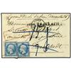 Image 1 : 1861 Envelope to Darmstadt franked imperf 20c. Napoleon(2) tied by numeral cancel of Rouen.  Obverse