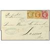 Image 1 : 1872 Wrapper to Lima, Peru, with mixed franking of 15c. Ceres + 40c. & 80c. laureated Napoleon tied 